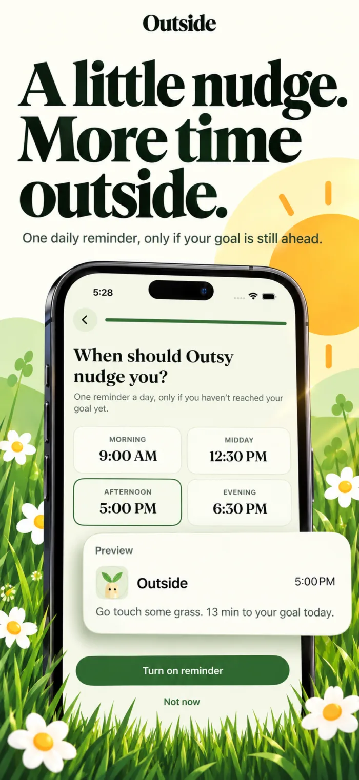 Choosing a time for the daily reminder, with a notification preview